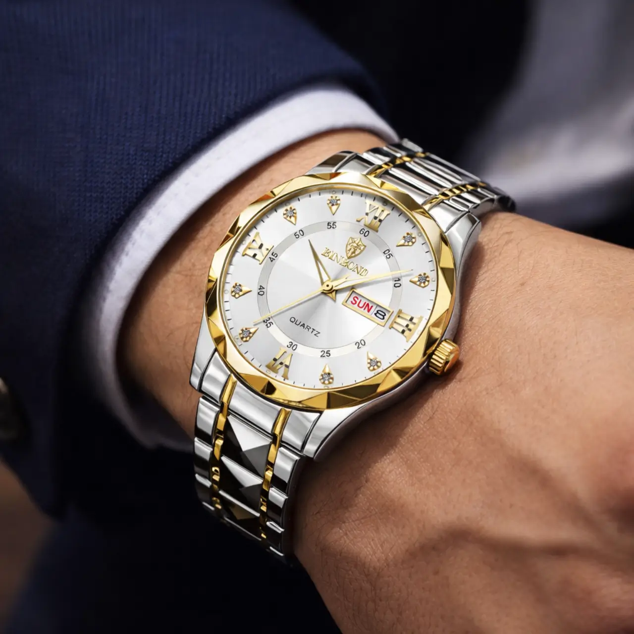 BINBOND Men’s Watch (Golden & Silver) - Image 2