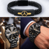 BINBOND Men’s Watch & Bracelet Combo (Black)