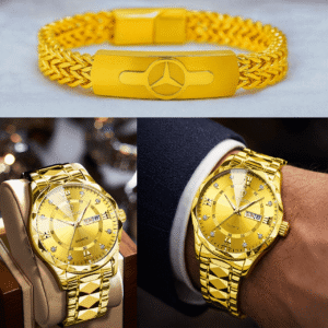 BINBOND Watch & Bracelet Combo (Golden)