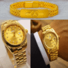 Men's Rolex Watch & Bracelet Combo (Golden)