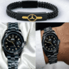 Men's Rolex Watch & Bracelet Combo (Black)