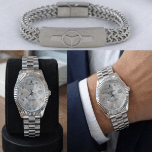 Men's Rolex Watch & Bracelet Combo (Silver)