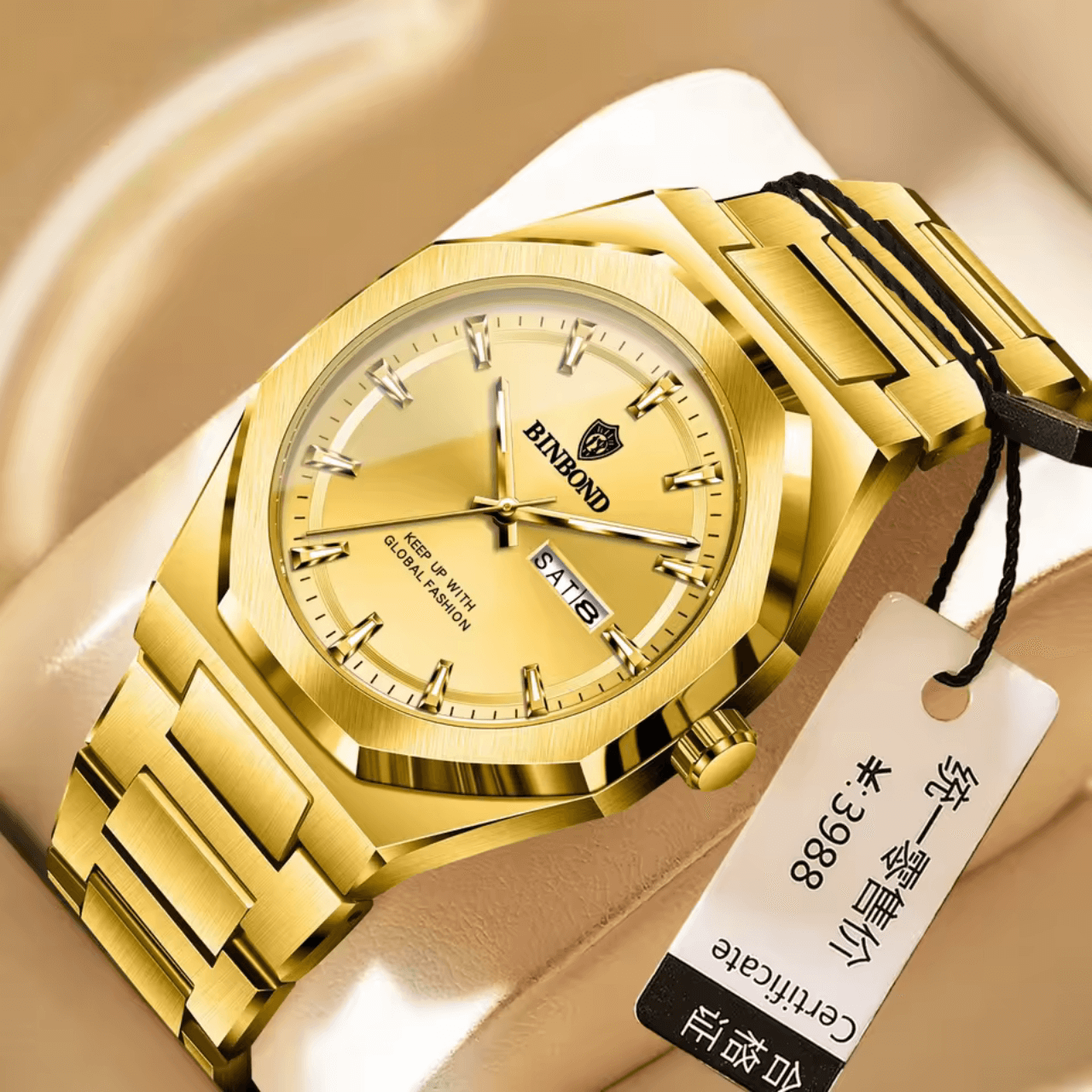BINBOND & Premium Men's Watch (Golden)