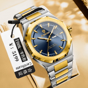BINBOND & Premium Men's Watch (Golden, Blue & Silver)